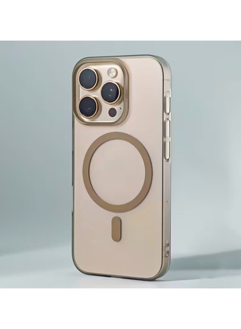 جراب ماج سيف الفاخر غير اللامع لهاتف آيفون 14 برو، غطاء مغناطيسي رفيع مقاوم للصدمات | لون تيتانيوم صحراوي